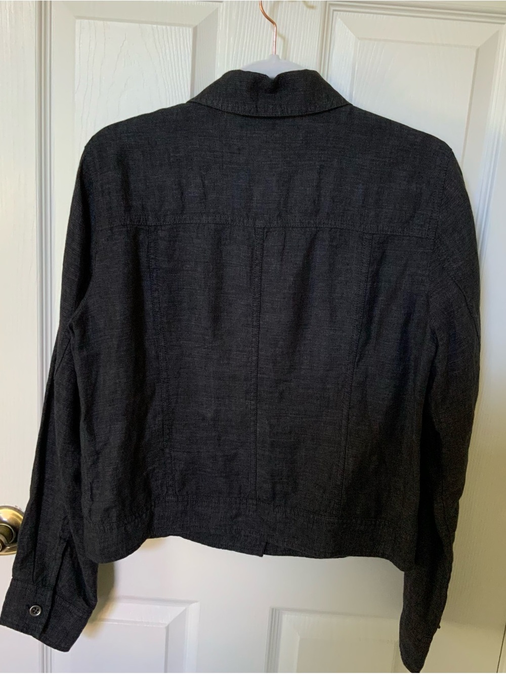 Blue Button-Front Linen Jacket - Picture 2 of 4